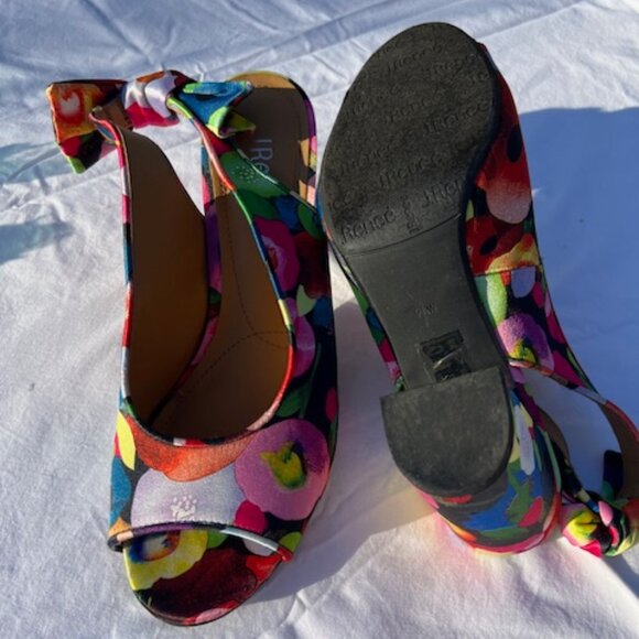 J Renee Floral Peep Toe Slingback Heels, 9.5 Wide - Picture 3 of 6